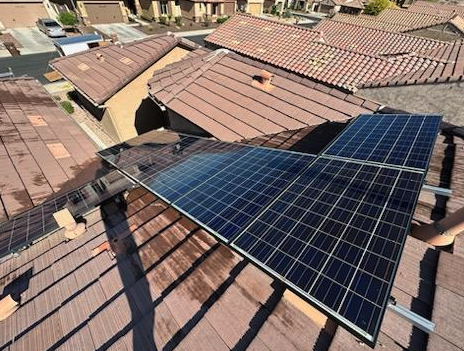 Residential solar panels cleaned on a tile roof in Arizona