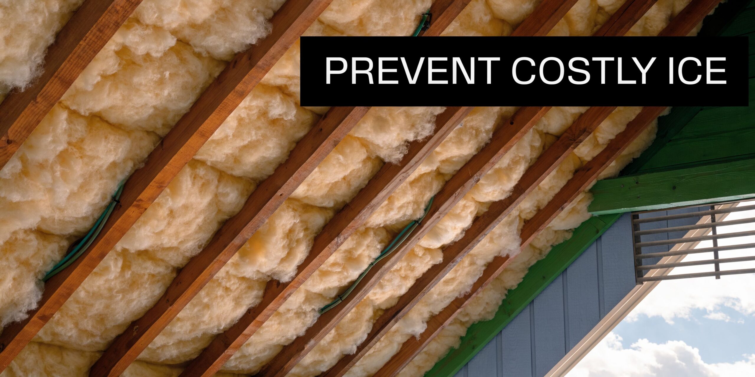 Fiberglass batt insulation installed between wooden roof rafters inside an attic space for better home energy efficiency.